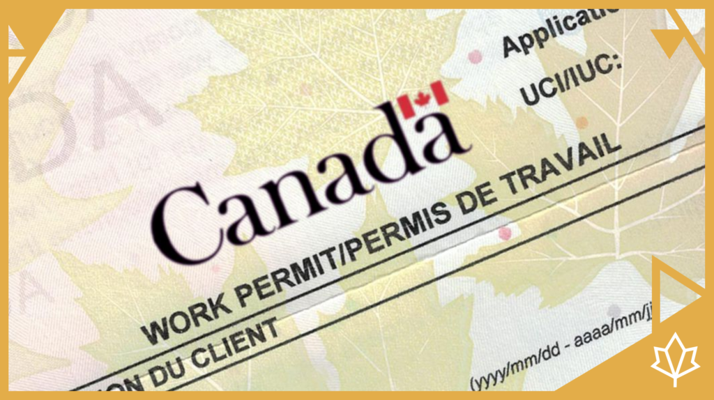 Close up of a government of Canada work permit.