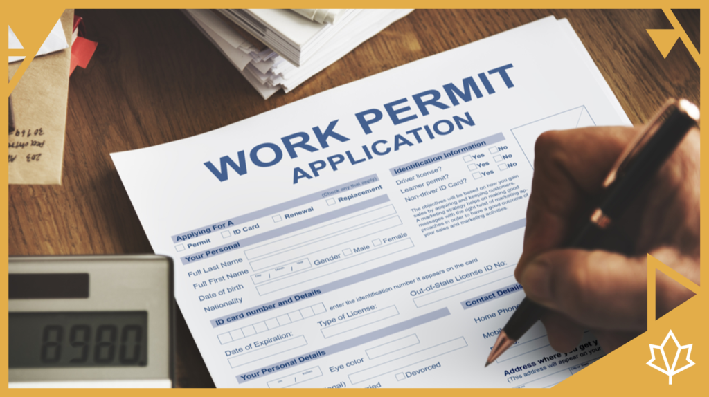 The image displays a work permit application for an international worker in Canada.