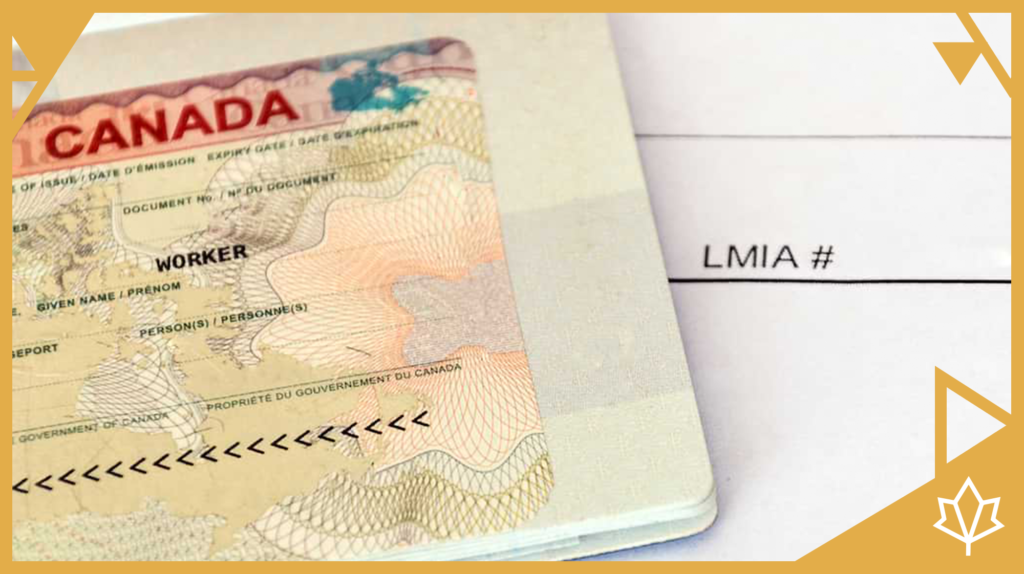 A close-up image of a government of Canada work permit and an Labour Market Impact Assessment (LMIA) application.